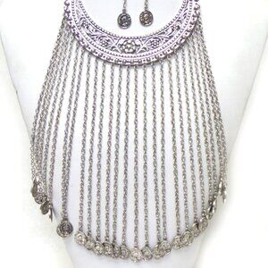 Metal tassel coin drop necklace set Bohemian